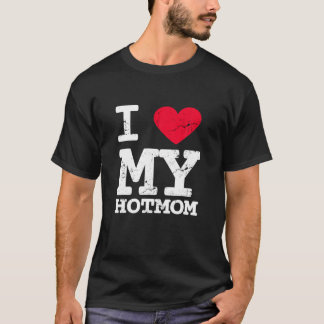 Camiseta Amo a las mamás calientes Funny Red Heart Love Mom