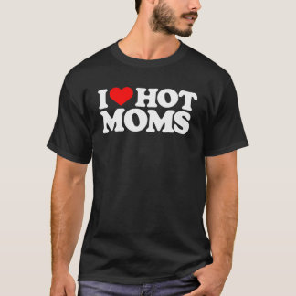 Camiseta Amo a las mamás calientes Graciosas de amor rojo