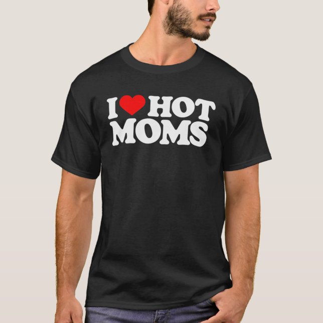 Camiseta Amo a las mamás calientes Graciosas de amor rojo (Anverso)