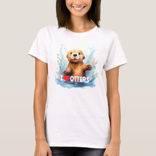 Camiseta Amo a las nutrias de mar en agua personalizada