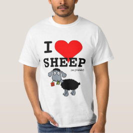 Camiseta Amo a las ovejas (como amigos) Gran corazón rojo o