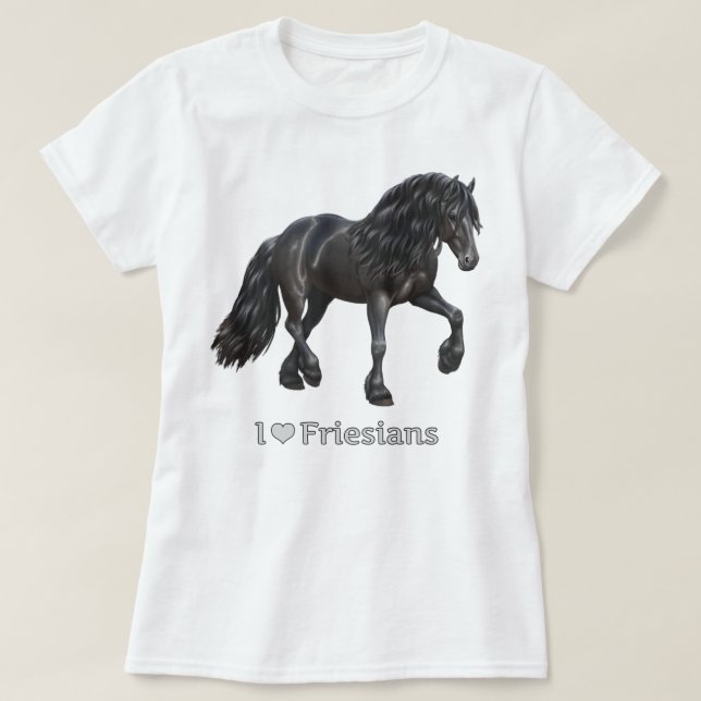 Camiseta Amo a los amigos frisonos negros amantes de caball (Diseño del anverso)