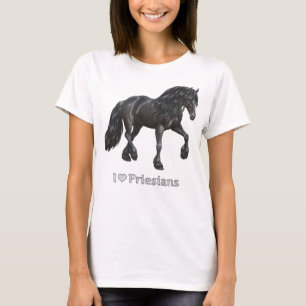 Camiseta Amo a los amigos frisonos negros amantes de caball