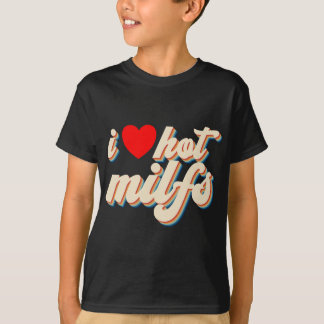 Camiseta Amo A Los Calientes MILFS Red Heart Retro Hot Mom