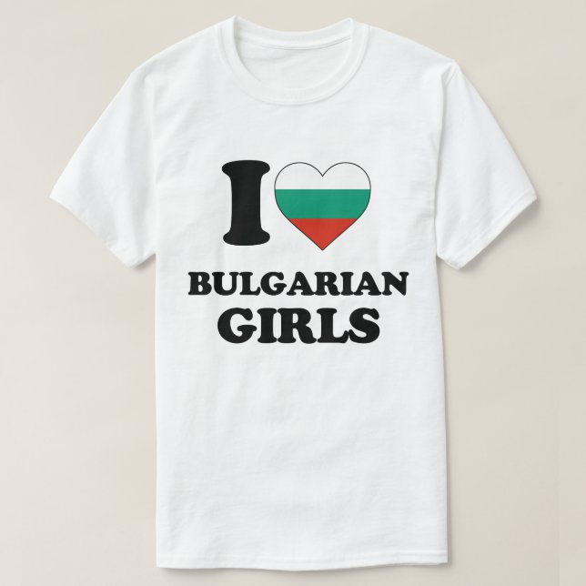 Camiseta Amo a los Chicas búlgaros (Diseño del anverso)