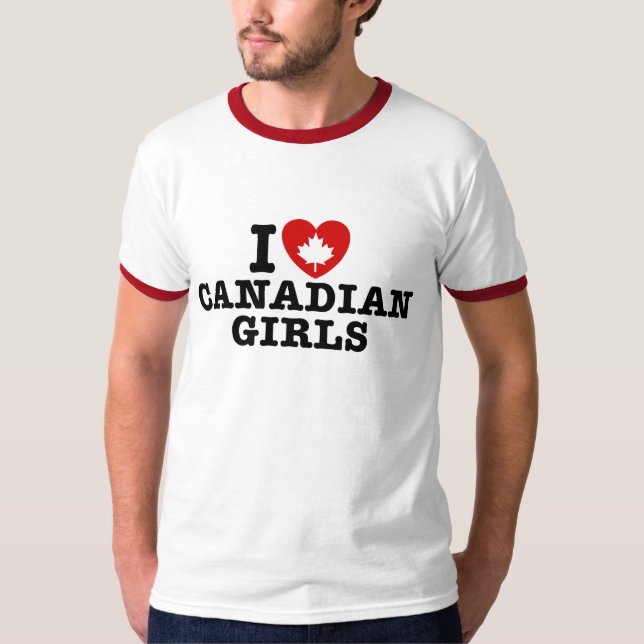 Camiseta Amo a los Chicas canadienses (Anverso)