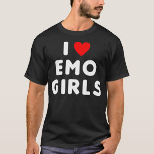 Camiseta Amo A Los Chicas De Emo Gracioso Corazón Rojo