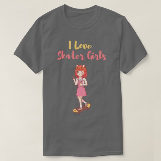 Camiseta Amo a los Chicas de patinaje sobre patinaje 7 (Diseño del anverso)