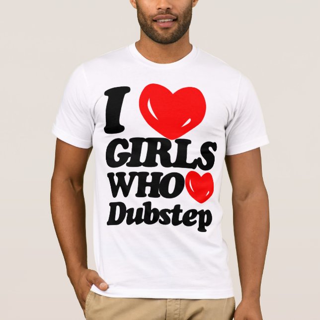 Camiseta Amo a los chicas que aman Dubstep (negro/el rojo) (Anverso)