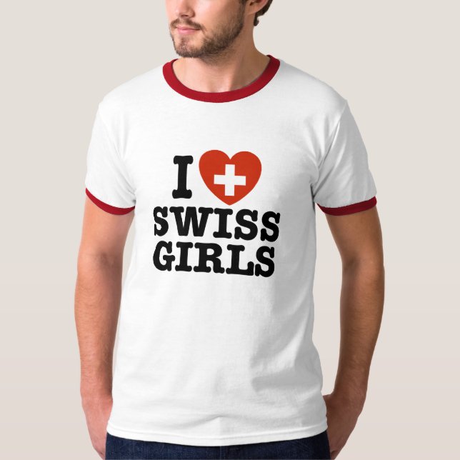 Camiseta Amo a los Chicas suizos (Anverso)