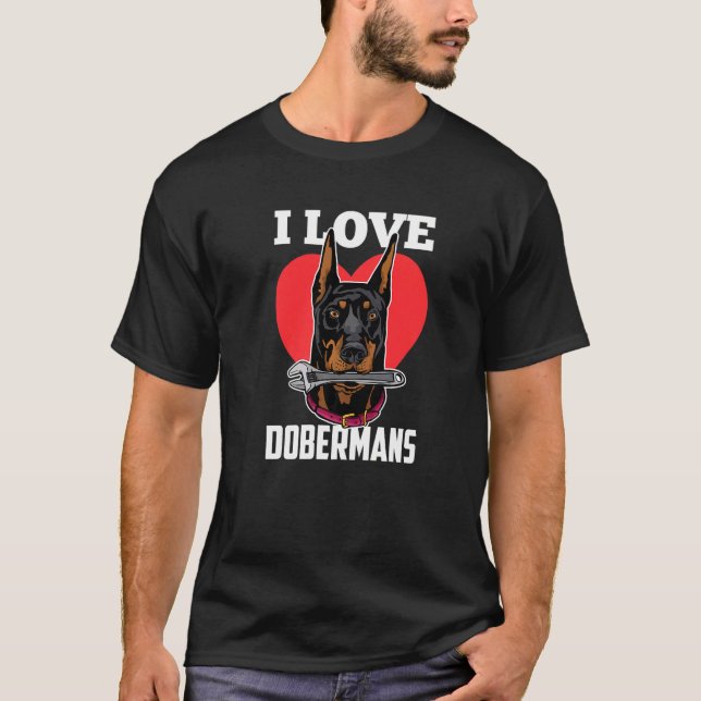 Camiseta Amo a los Doberman Perro Cachorro Doberman (Anverso)