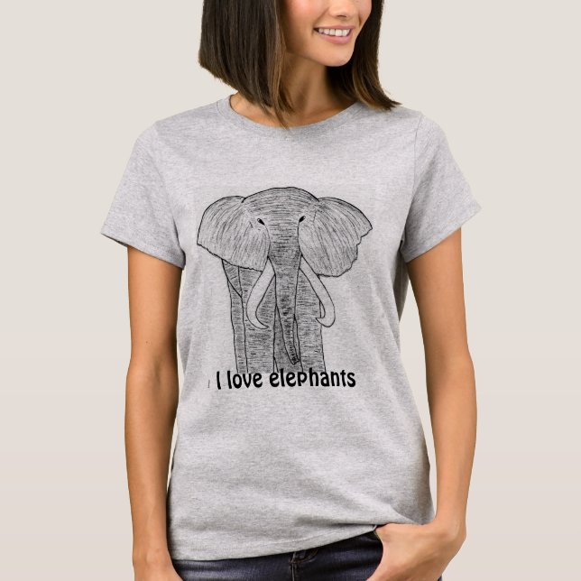 camiseta "Amo a los elefantes" (Anverso)