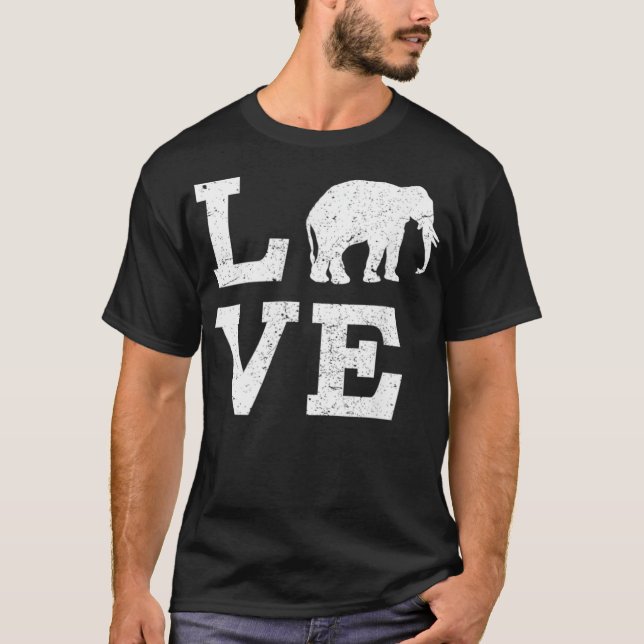 Camiseta Amo a los elefantes divertidos  (Anverso)