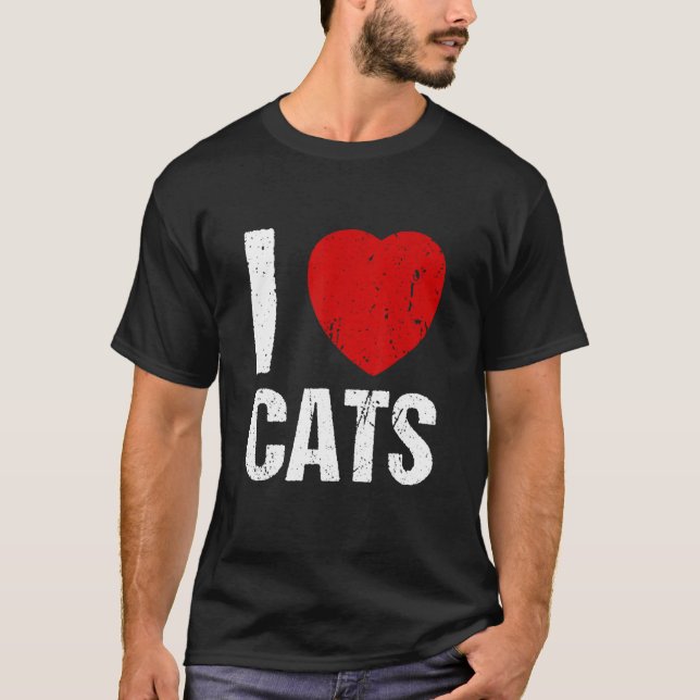 Camiseta Amo a los gatos corazón gato (Anverso)