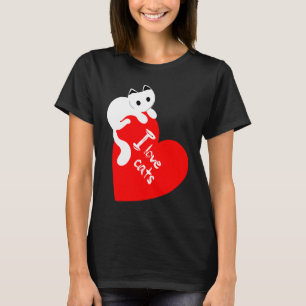 Camiseta Amo a los gatos gato gatitos amigos animales coraz
