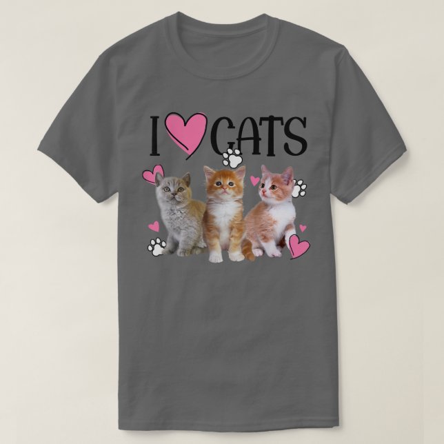 Camiseta Amo a los gatos gatos gatos gatos gatos gatos gato (Diseño del anverso)
