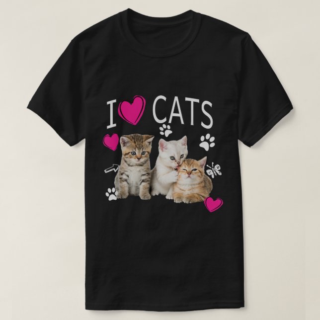 Camiseta Amo a los gatos gatos gatos gatos gatos me encanta (Diseño del anverso)