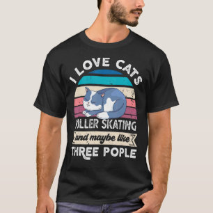 Camiseta Amo A Los Gatos Patinaje Sobre Ruedas Y Como Tres