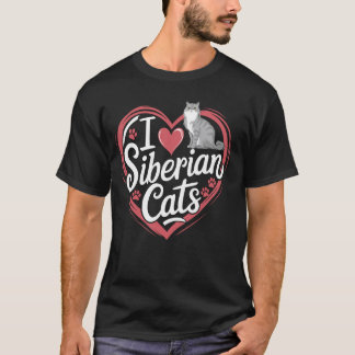 Camiseta Amo a los gatos siberianos