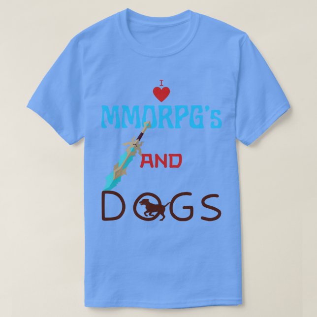 Camiseta Amo A Los Mmorpgs Y Perros (Diseño del anverso)