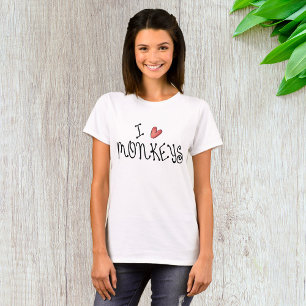 Camiseta Amo a los monos Tipografía manuscrita linda