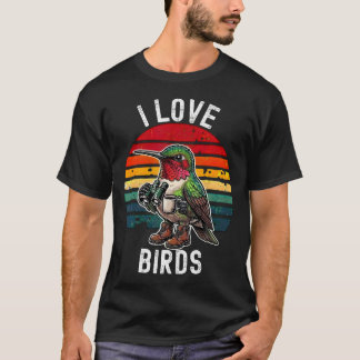 Camiseta Amo a los pájaros divertido pájaro observando la n