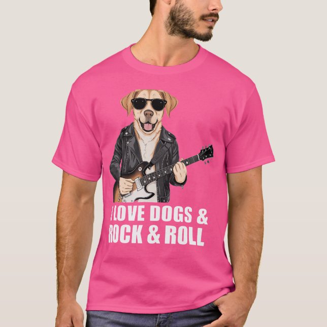 Camiseta Amo a los perros  Rock  Roll Labrador tocando eléc (Anverso)
