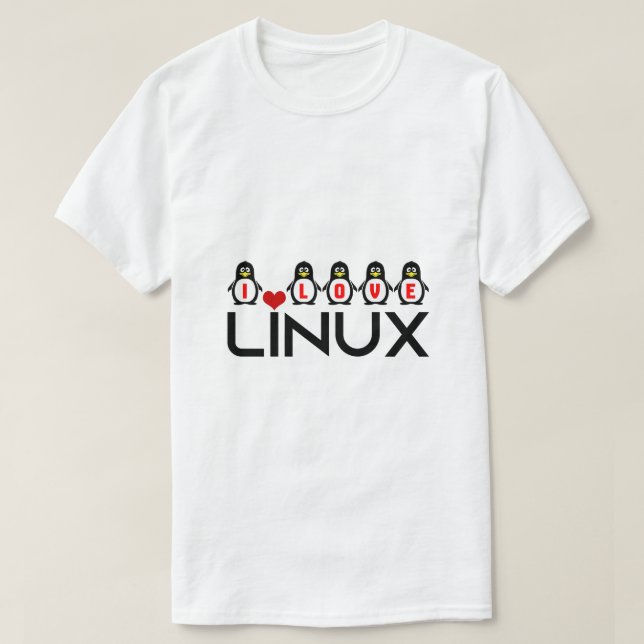 Camiseta Amo a los pingüinos de Linux un geek único y diver (Diseño del anverso)