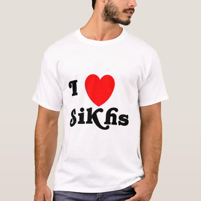 Camiseta Amo a los sikhs (el texto clásico) (Anverso)