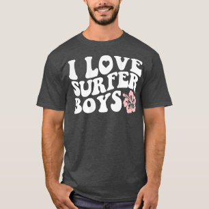 Camiseta Amo A Los Surfistas Hibiscus Hawaii Flower Retro