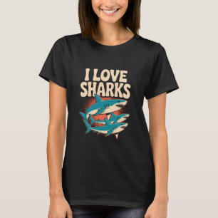 Camiseta Amo a los tiburones fans del depredador del océano