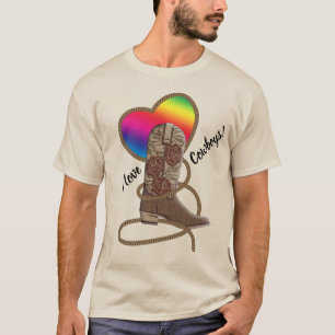 Camiseta Amo a los Vaqueros Orgullo Gay Corazón Arcoiris