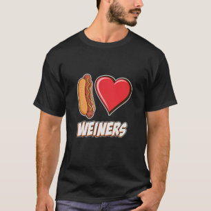 Camiseta Amo a los Weiners Hotdog Amantes del Corazón Cúpid