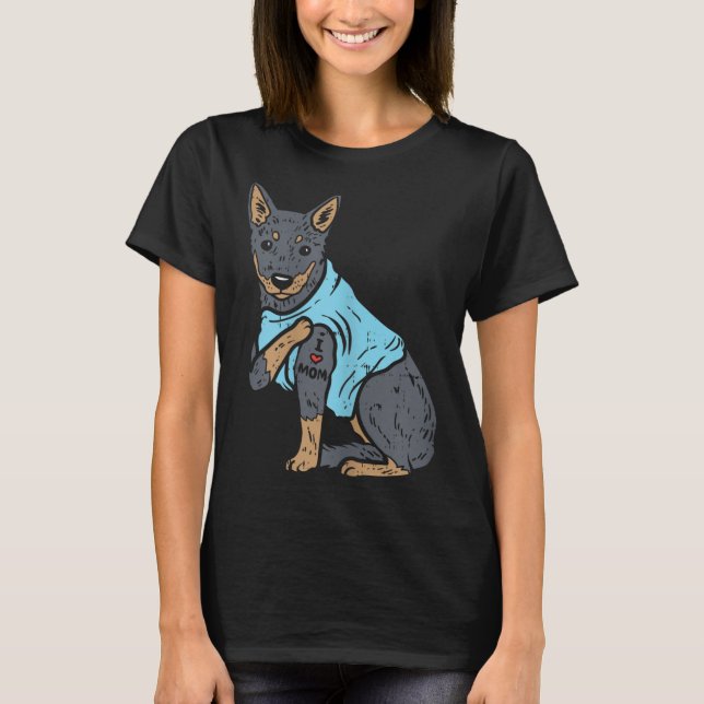 Camiseta Amo a mamá Mascota animal Bovino rojo azul perro p (Anverso)