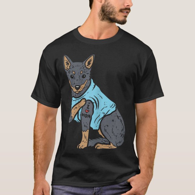 Camiseta Amo a mamá Mascota animal Bovino rojo azul perro p (Anverso)