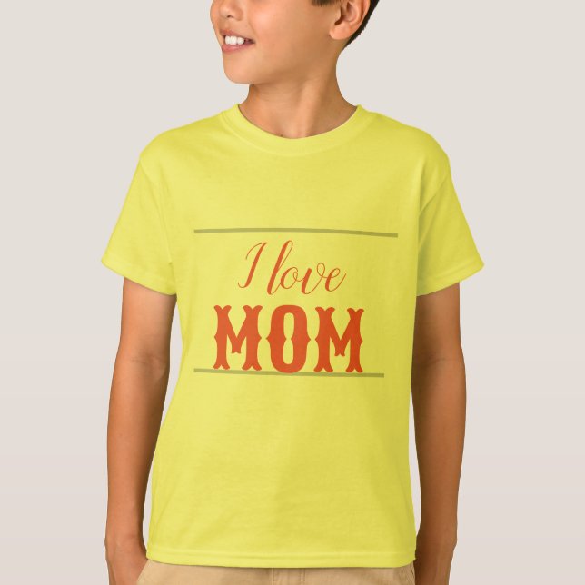 Camiseta Amo a mamá naranja niño amarillo (Anverso)