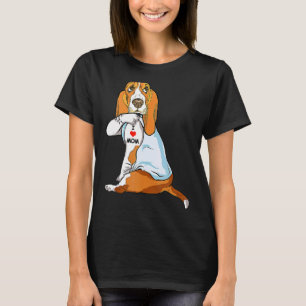 Camiseta Amo a Mamá Tattoo Basset Hound Mamá Perro Mujeres