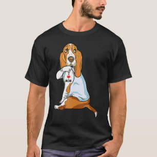 Camiseta Amo a Mamá Tattoo Basset Hound Mamá Perro Mujeres 