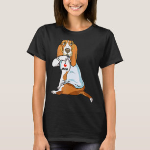 Camiseta Amo a Mamá Tattoo Basset Hound Mamá Perro Mujeres 
