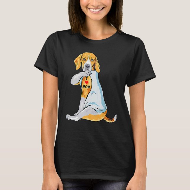 Camiseta Amo a Mamá Tattoo Beagle Mamá Perro Mujeres (Anverso)
