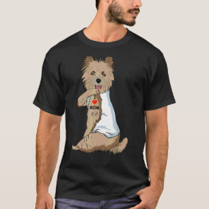 Camiseta Amo a Mamá Tattoo Cairn Terrier Mamá Perro Mujeres