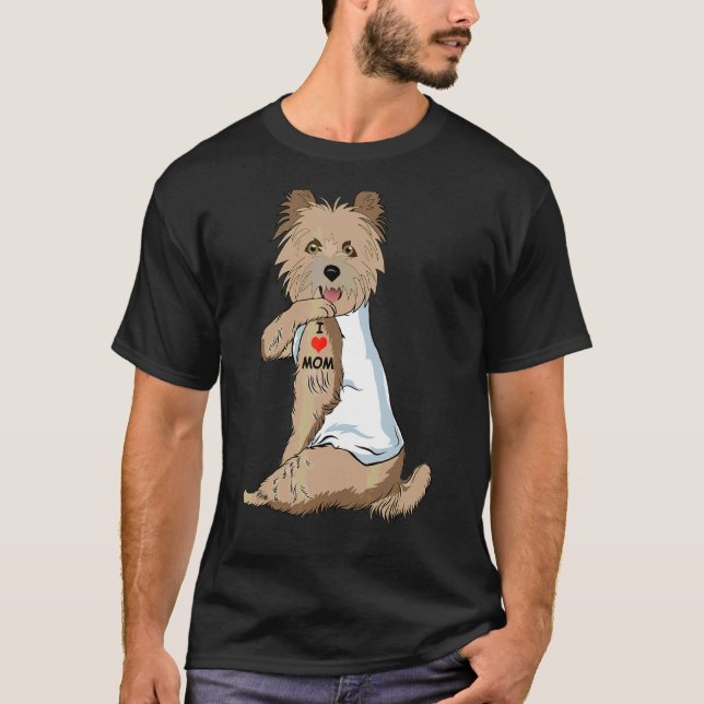 Camiseta Amo a Mamá Tattoo Cairn Terrier Mamá Perro Mujeres (Anverso)