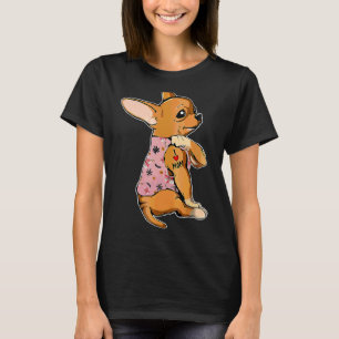 Camiseta Amo a Mamá Tattoo Chihuahua Flores de Perro