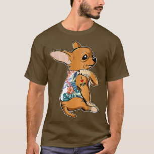 Camiseta Amo a mamá Tattoo Chihuahua Flores de perro Madres
