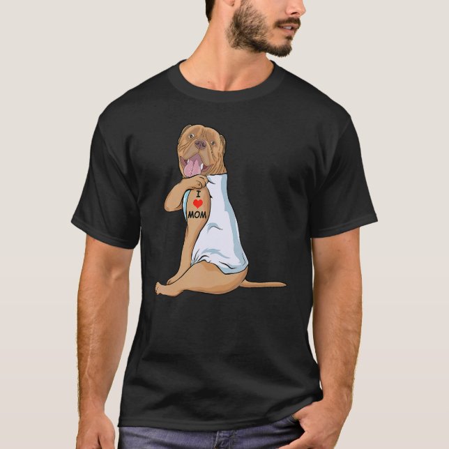 Camiseta Amo A Mamá Tattoo Dogue De Bordeaux Mamá Perro Muj (Anverso)