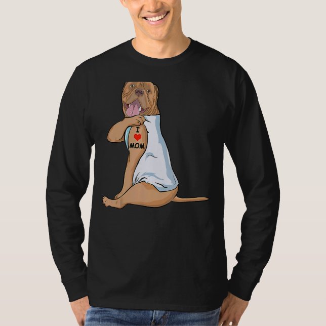 Camiseta Amo A Mamá Tattoo Dogue De Bordeaux Mamá Perro Muj (Anverso)