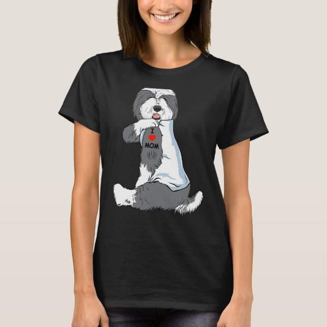 Camiseta Amo A Mamá Tattoo El Viejo Pastor Inglés Mamá Perr (Anverso)