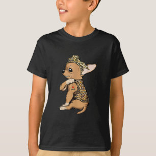 Camiseta Amo A Mamá Tattoo Gracioso Perro Chihuahua Con Ban