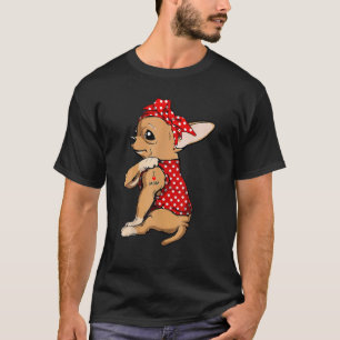 Camiseta Amo A Mamá Tattoo Gracioso Perro Chihuahua Usando