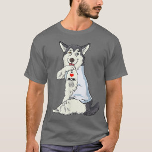 Camiseta Amo a Mamá Tattoo Husky Mamá Perro Lover Mujeres 